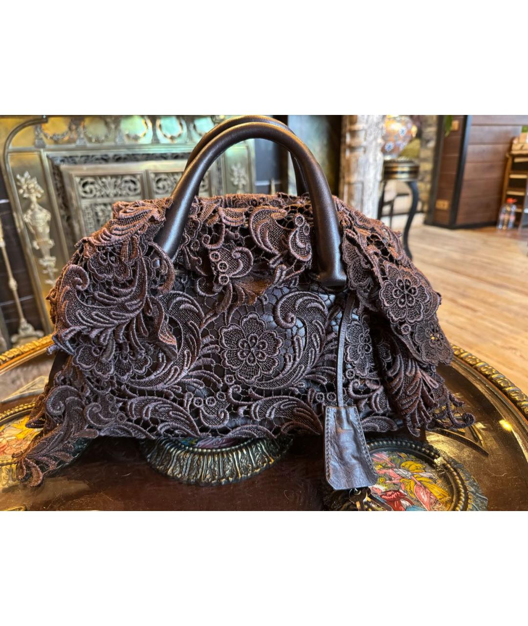 PRADA Коричневая кожаная сумка с короткими ручками, фото 9