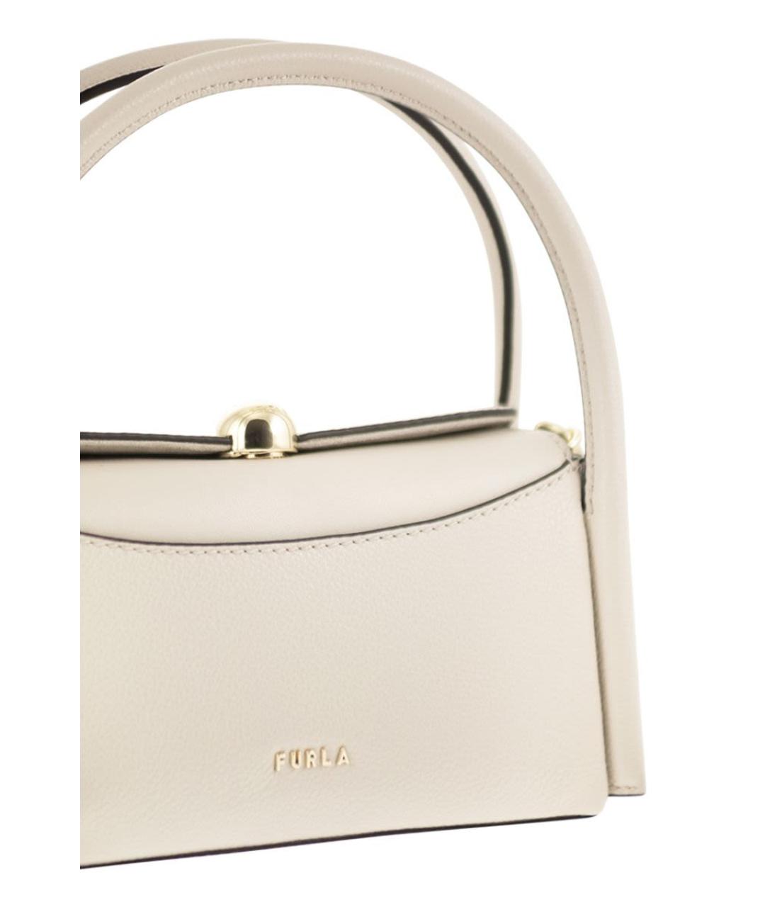 FURLA Бежевая кожаная сумка через плечо, фото 5