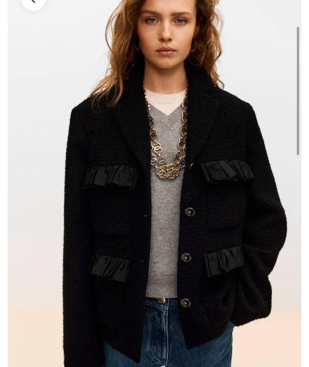 CHANEL Черный твидовый жакет/пиджак, фото 2