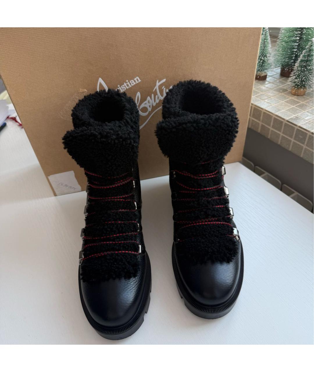 CHRISTIAN LOUBOUTIN Черные кожаные ботинки, фото 3