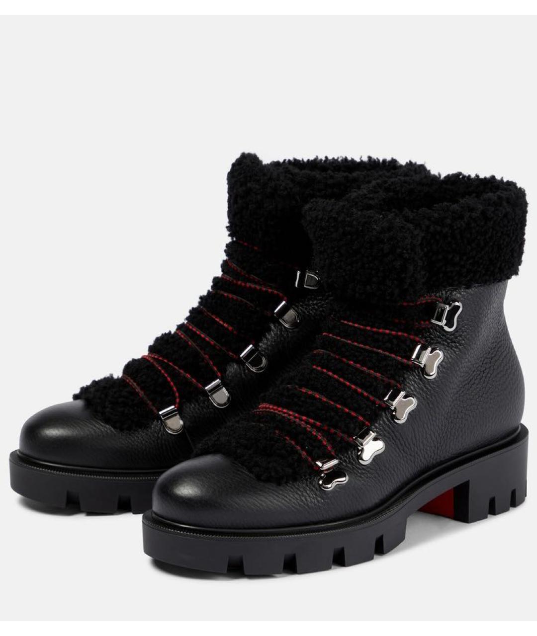 CHRISTIAN LOUBOUTIN Черные кожаные ботинки, фото 2