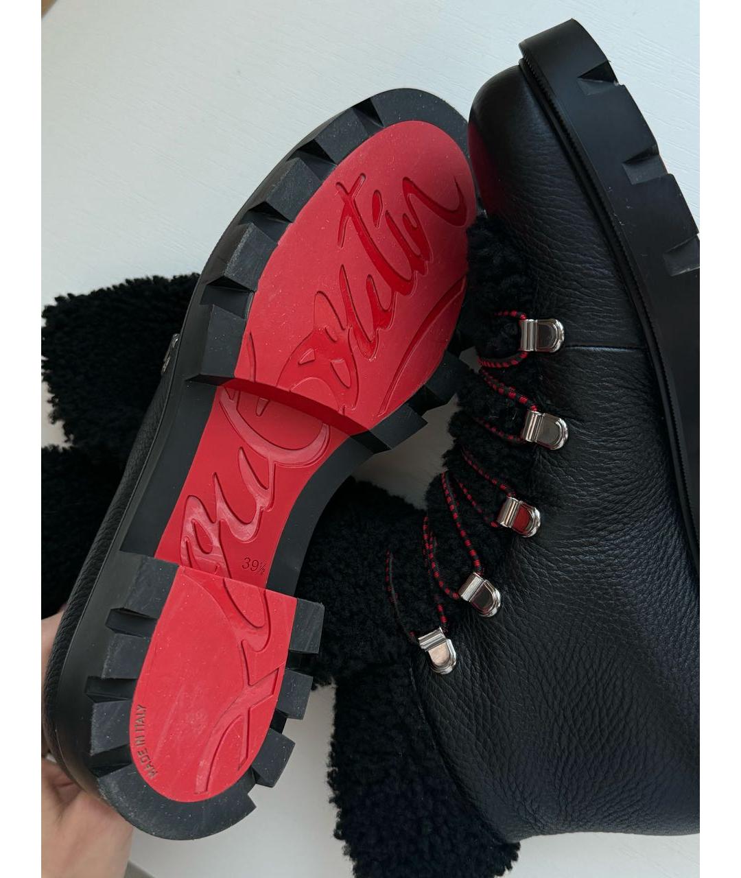 CHRISTIAN LOUBOUTIN Черные кожаные ботинки, фото 6