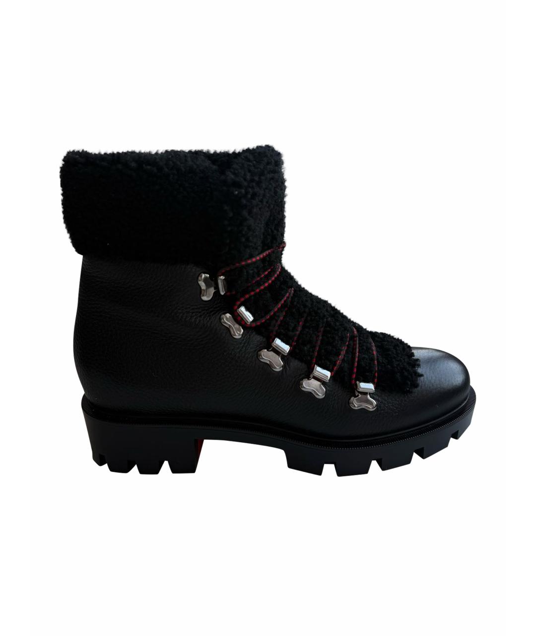 CHRISTIAN LOUBOUTIN Черные кожаные ботинки, фото 1