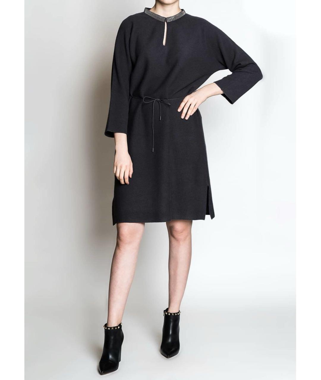 FABIANA FILIPPI Антрацитовое шерстяное повседневное платье, фото 2