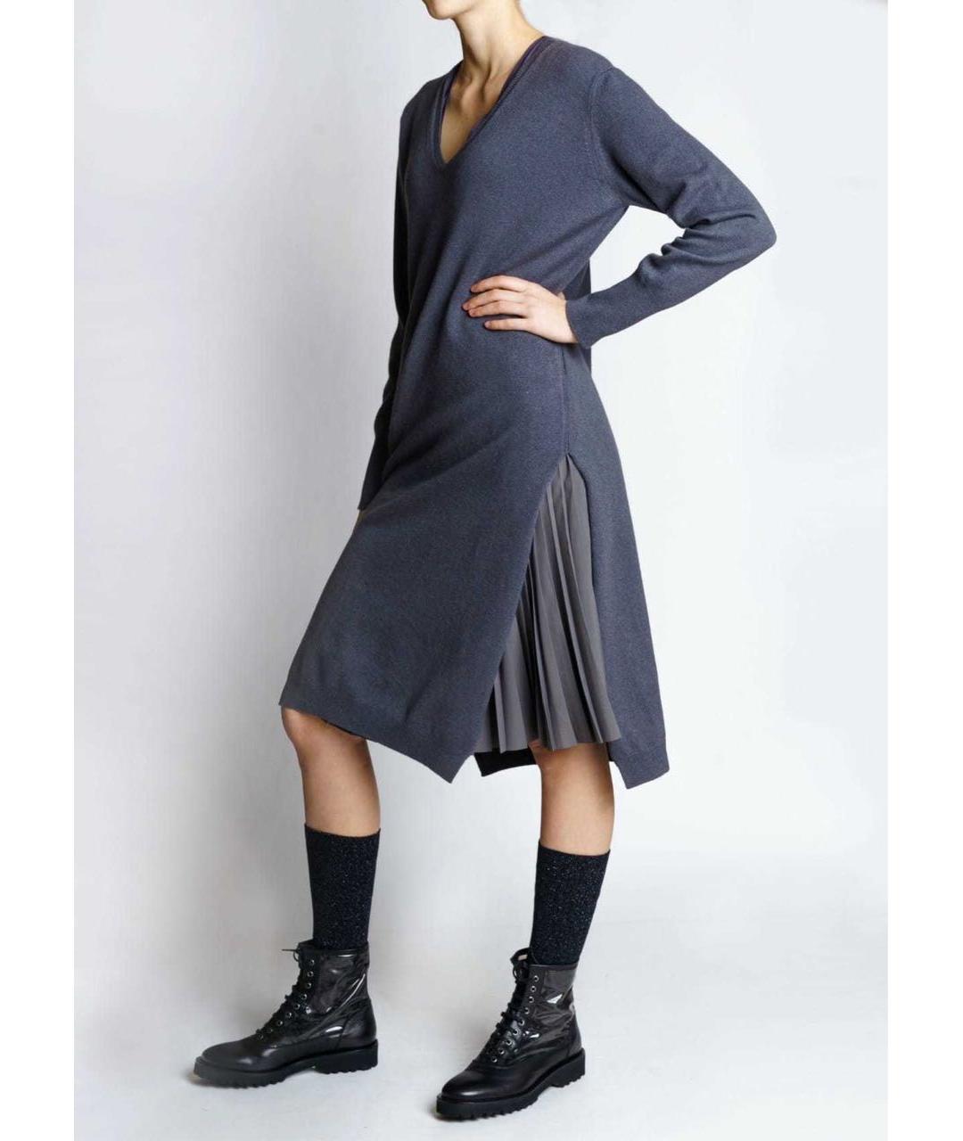 FABIANA FILIPPI Антрацитовое шерстяное повседневное платье, фото 2