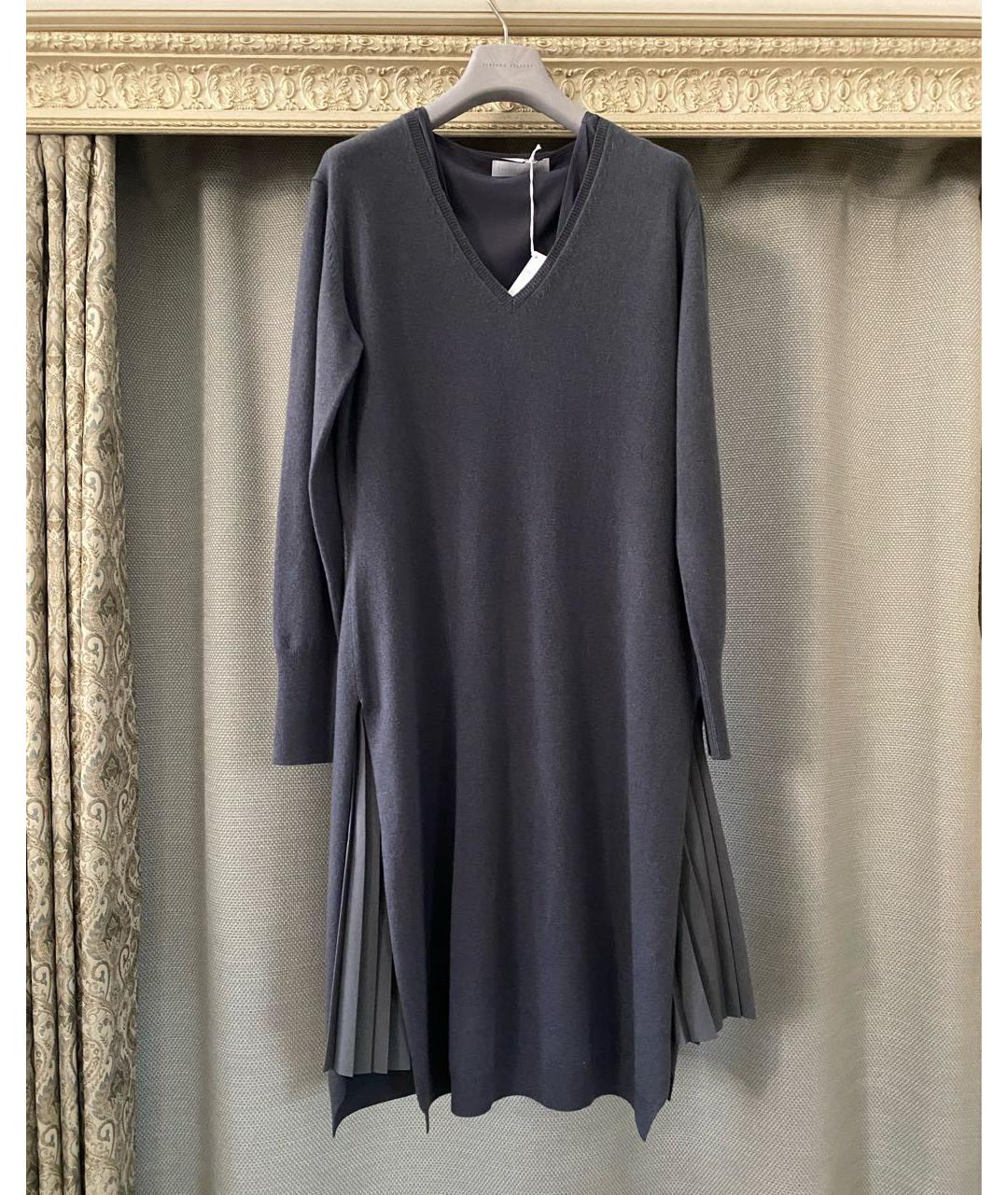 FABIANA FILIPPI Антрацитовое шерстяное повседневное платье, фото 5