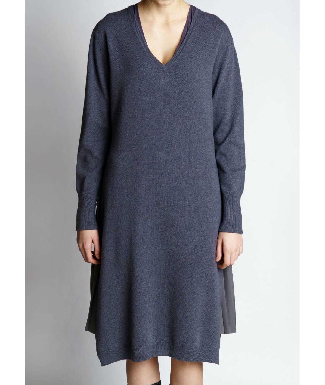 FABIANA FILIPPI Антрацитовое шерстяное повседневное платье, фото 3