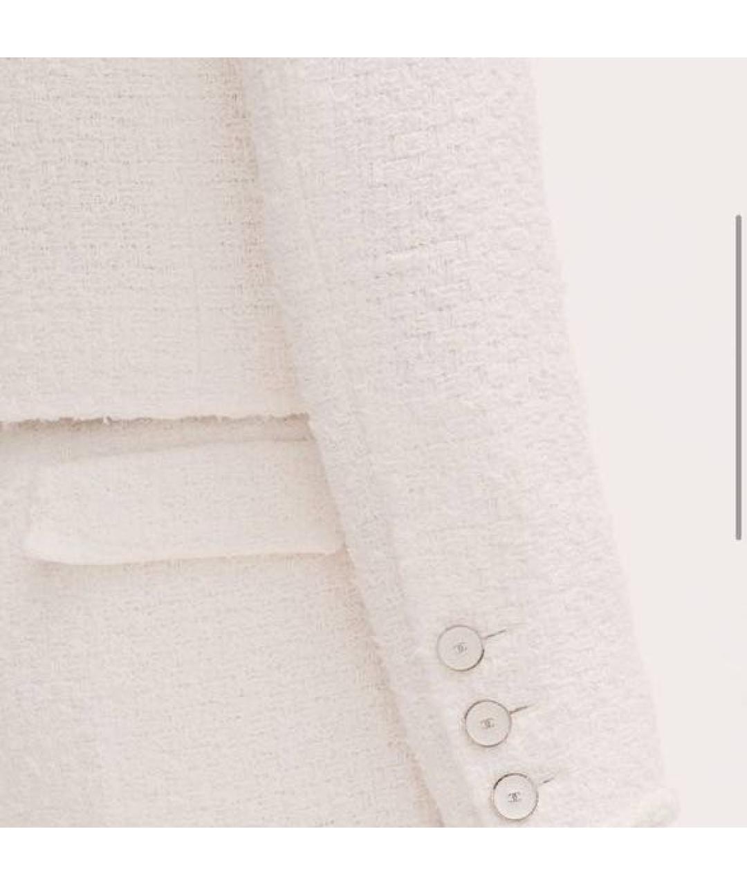 CHANEL Белый твидовый жакет/пиджак, фото 3