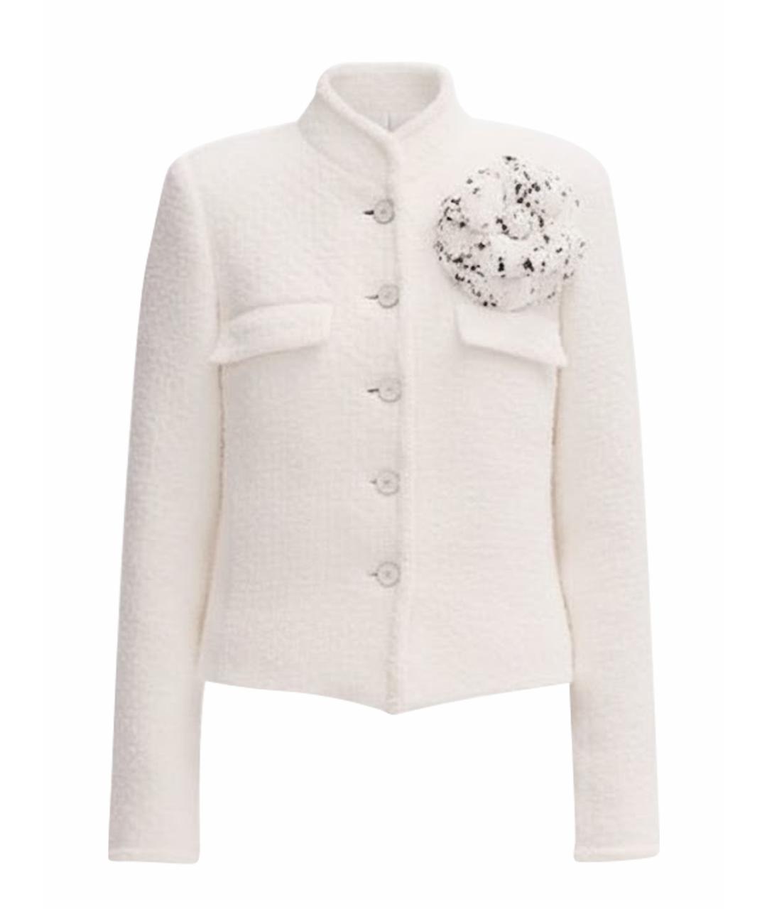 CHANEL Белый твидовый жакет/пиджак, фото 1