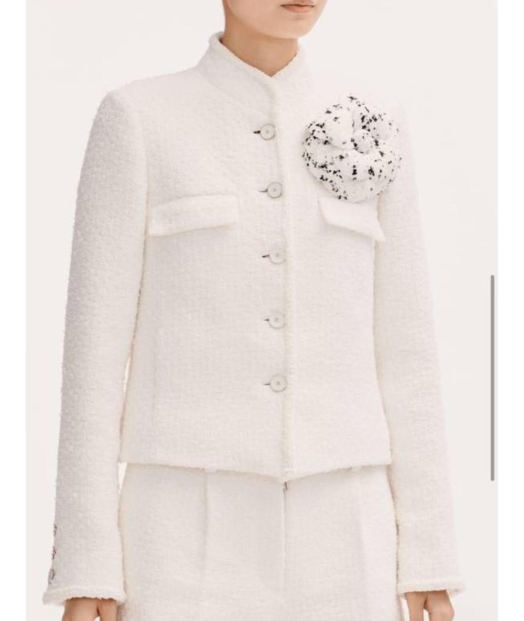CHANEL Белый твидовый жакет/пиджак, фото 4
