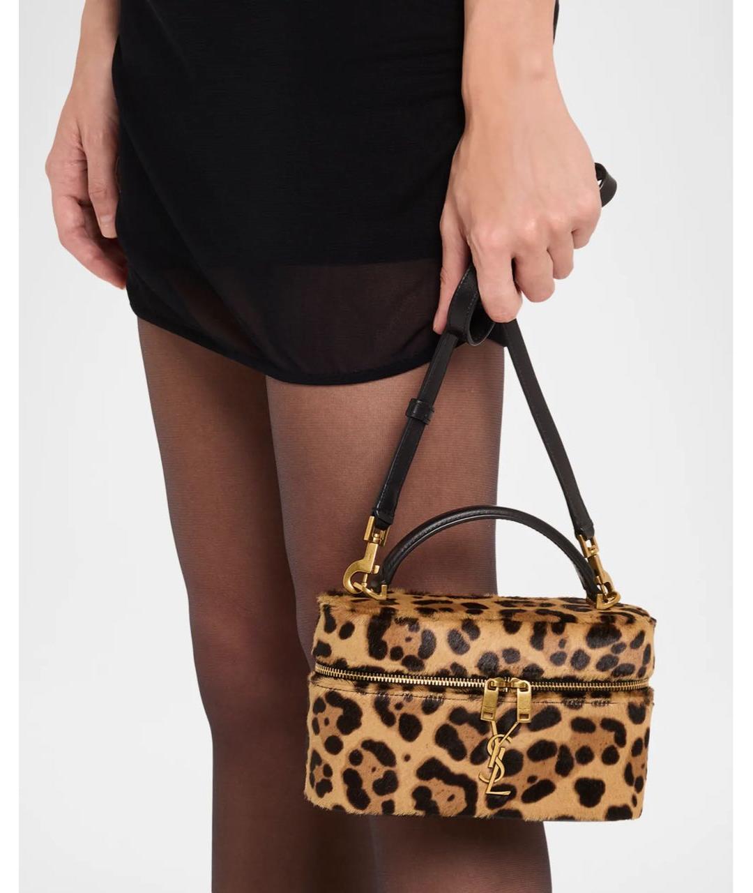 SAINT LAURENT Коричневая сумка с короткими ручками, фото 2