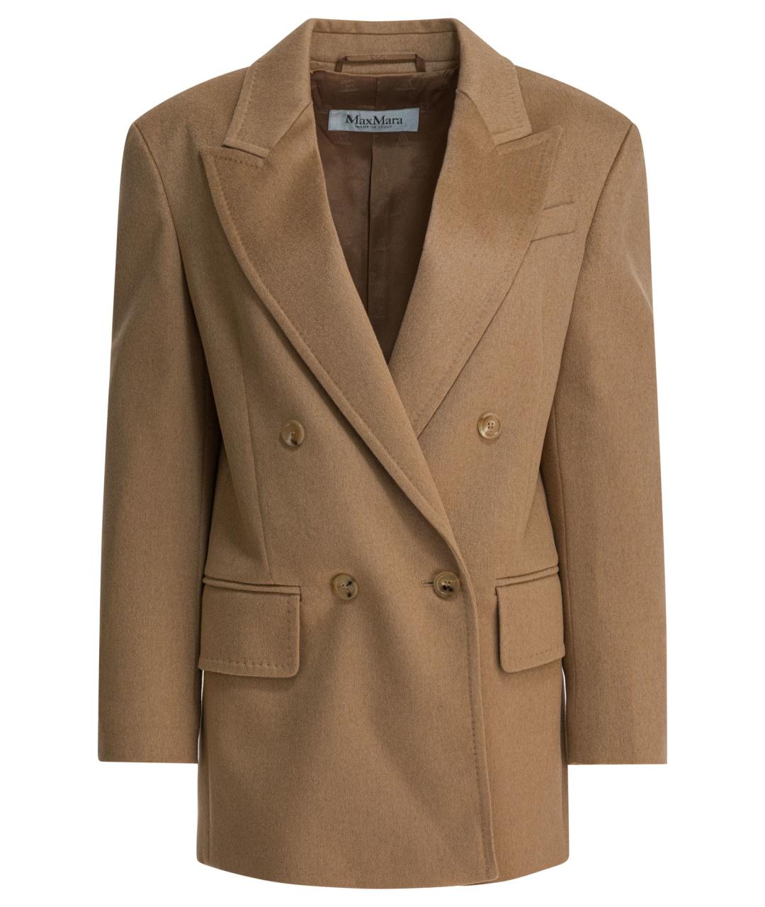 MAX MARA Коричневый шерстяной жакет/пиджак, фото 1