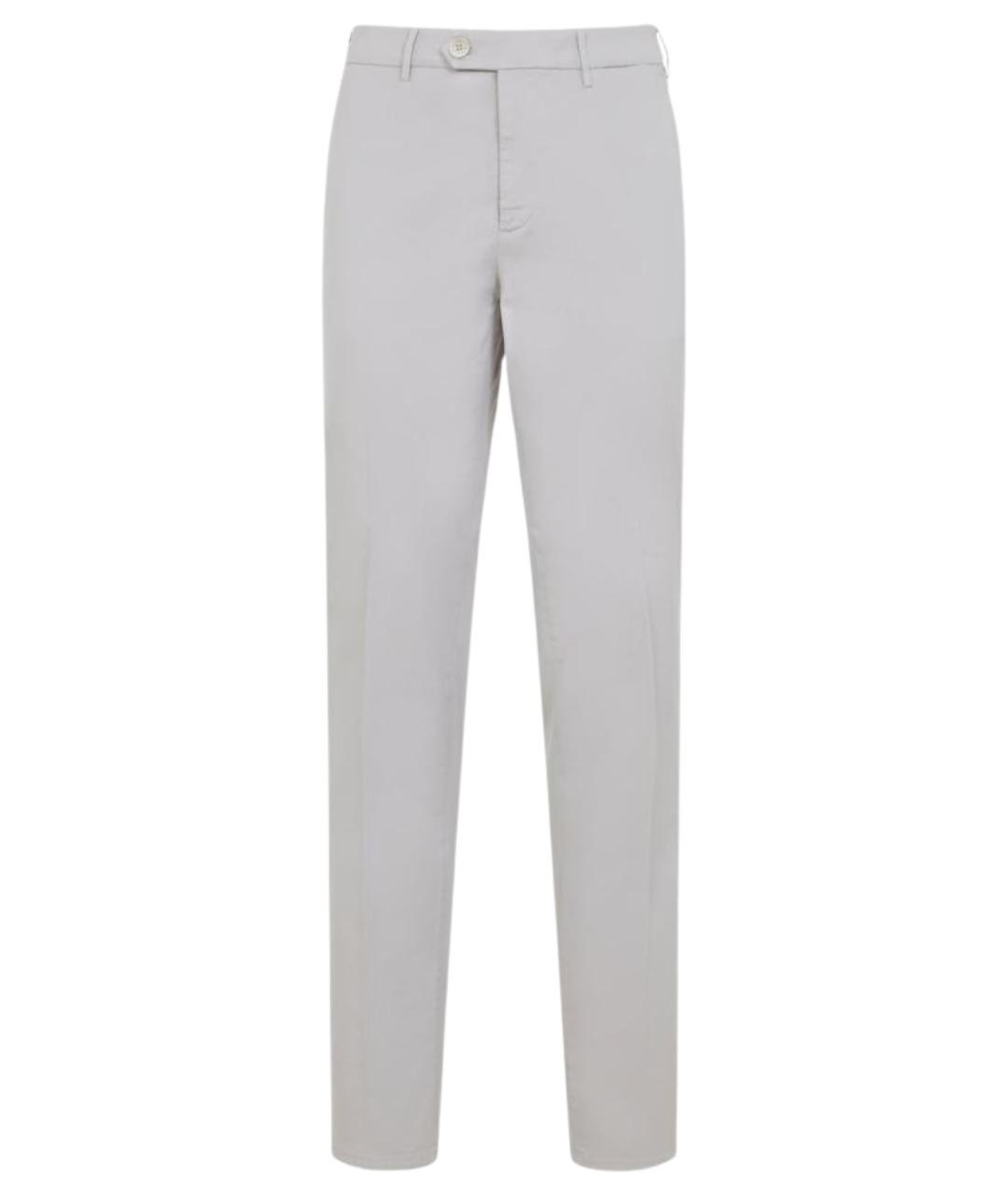 BRUNELLO CUCINELLI Серые хлопковые повседневные брюки, фото 1