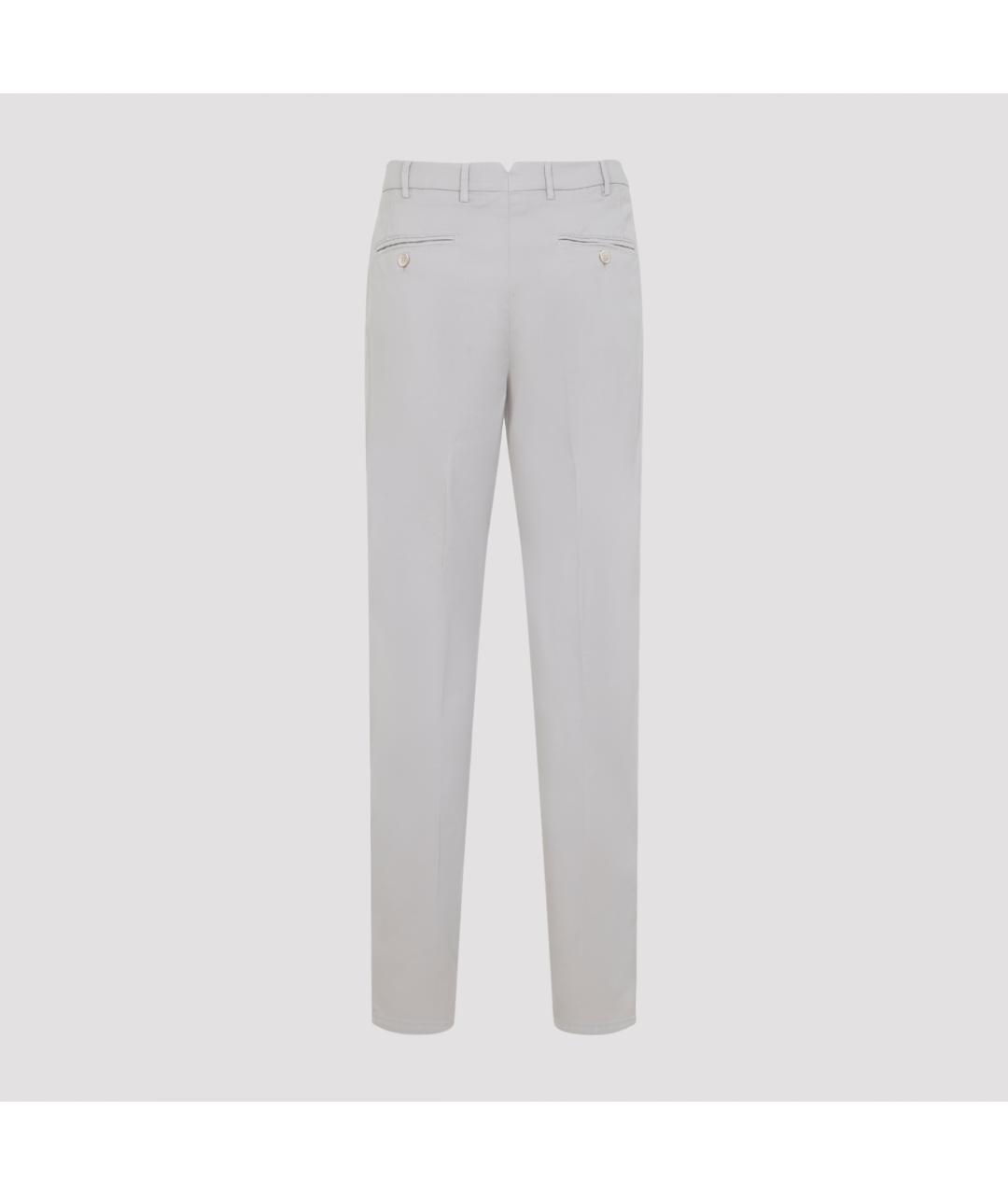 BRUNELLO CUCINELLI Серые хлопковые повседневные брюки, фото 2