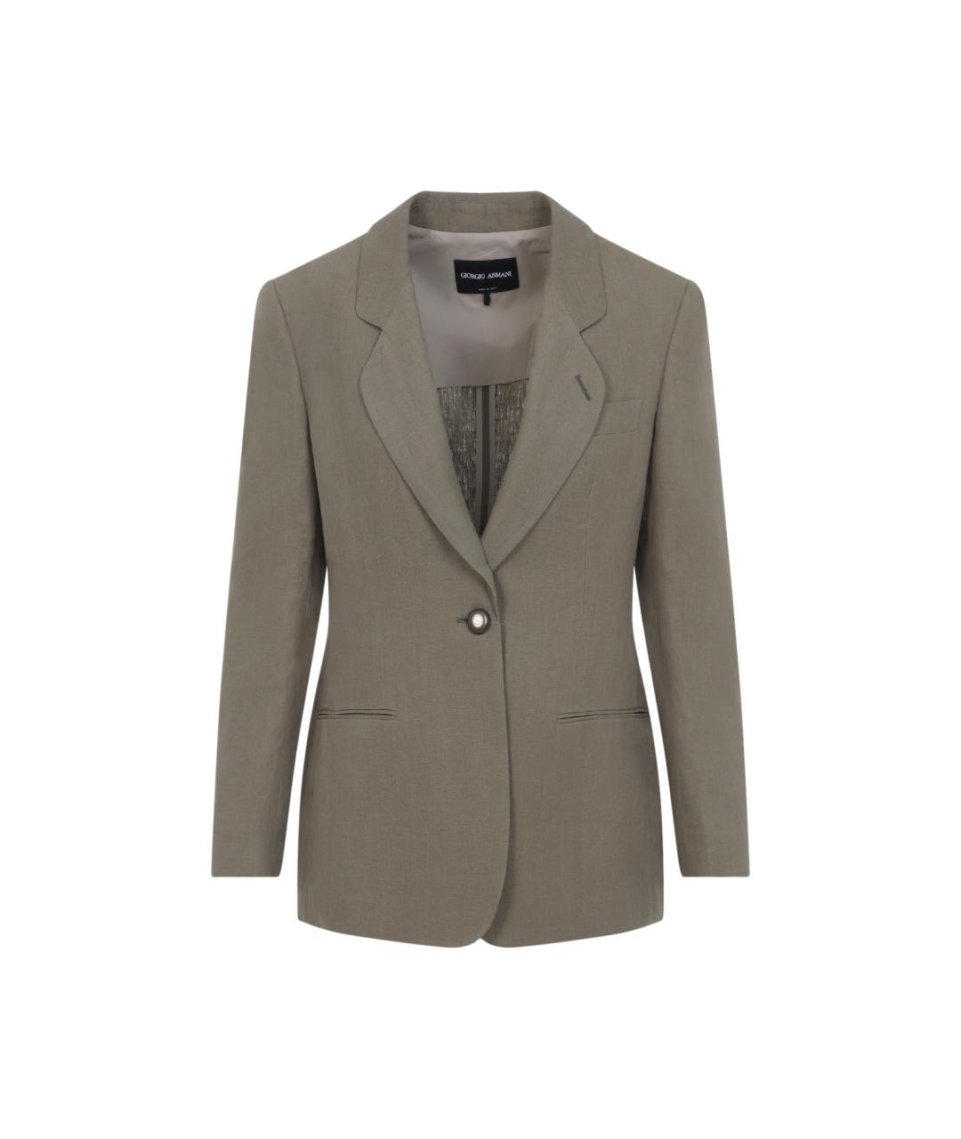 GIORGIO ARMANI Хаки льняной жакет/пиджак, фото 1