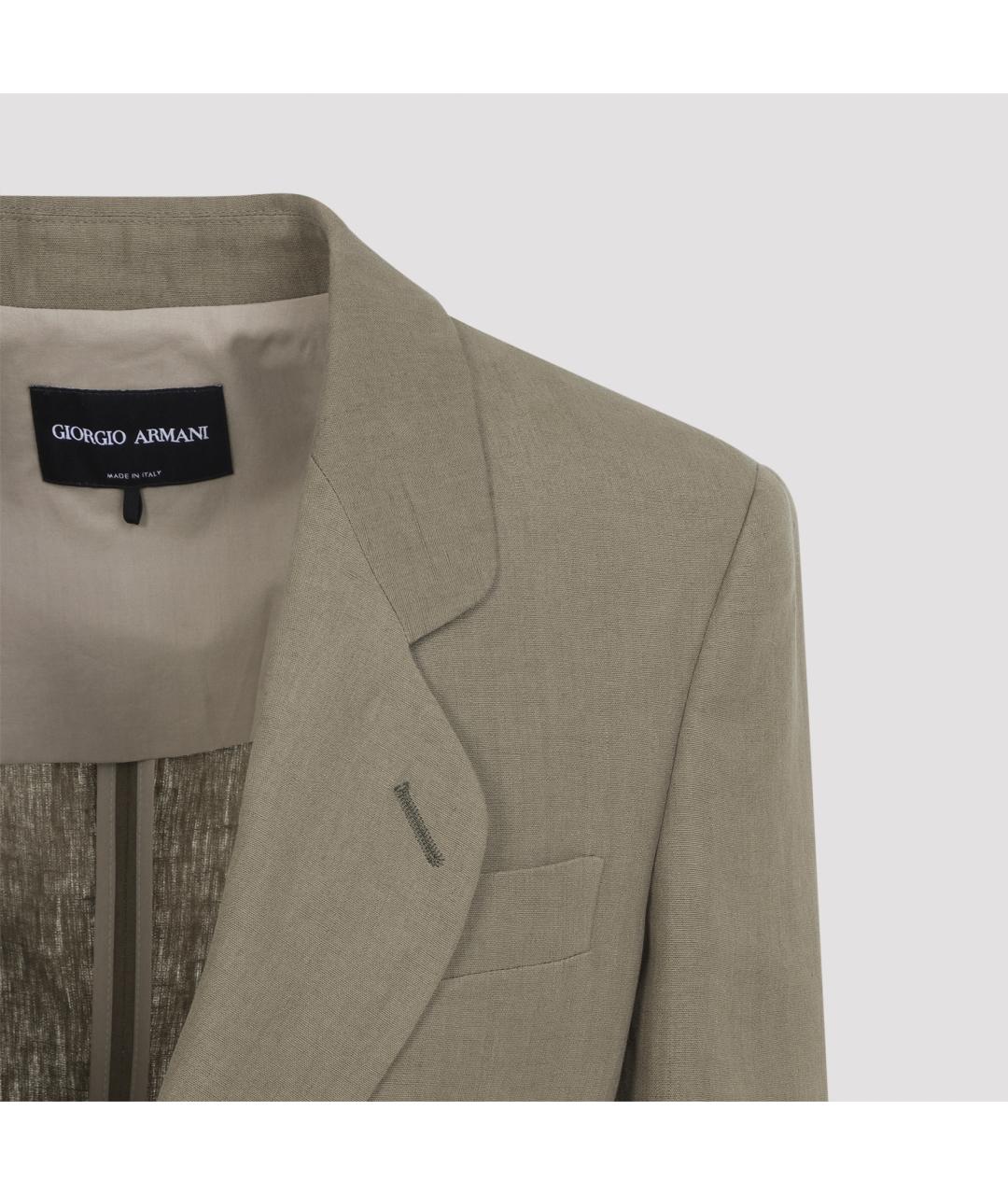 GIORGIO ARMANI Хаки льняной жакет/пиджак, фото 5