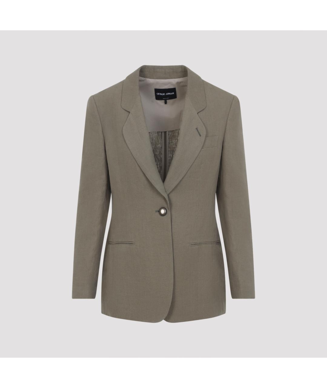 GIORGIO ARMANI Хаки льняной жакет/пиджак, фото 2