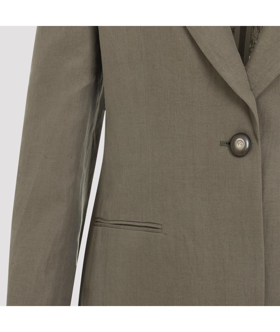 GIORGIO ARMANI Хаки льняной жакет/пиджак, фото 6