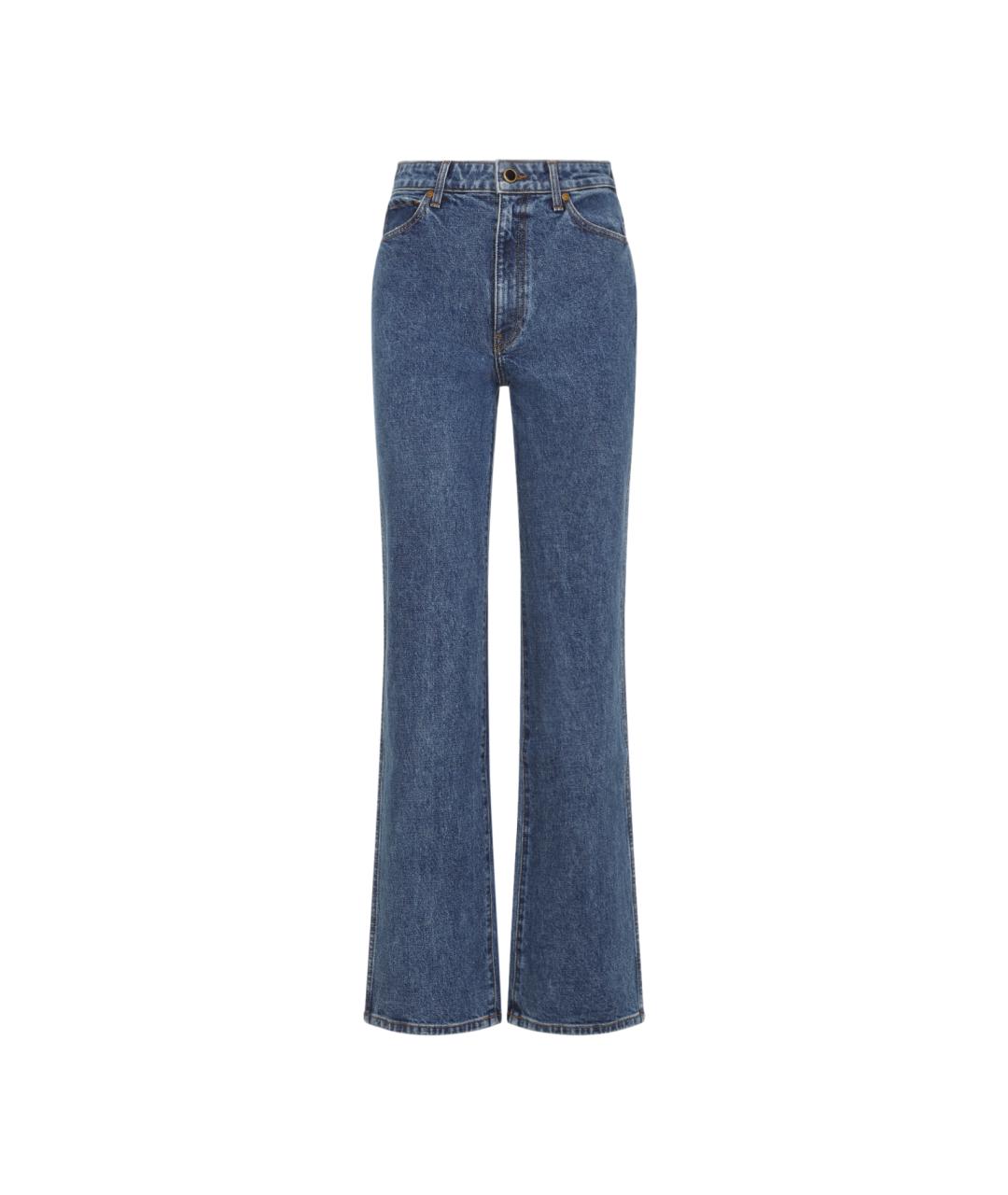 KHAITE Синие хлопковые джинсы клеш, фото 1