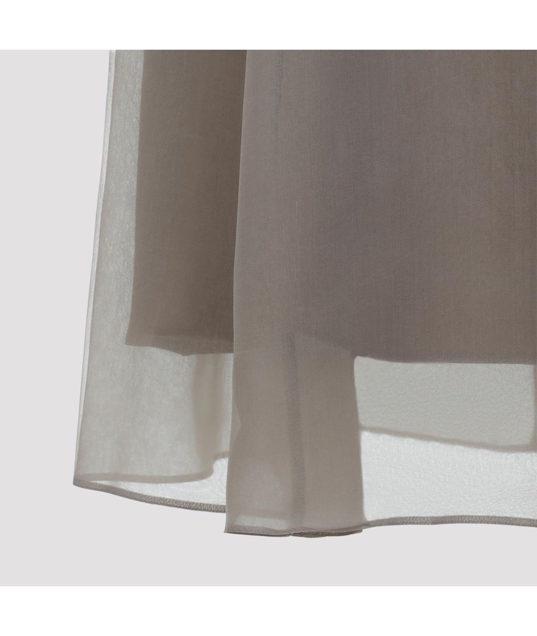 BRUNELLO CUCINELLI Коричневая шелковая юбка миди, фото 5