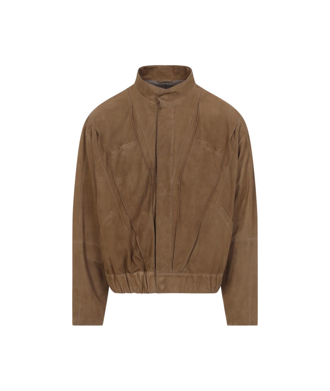 GIORGIO ARMANI Коричневый кожаный пиджак, фото 1