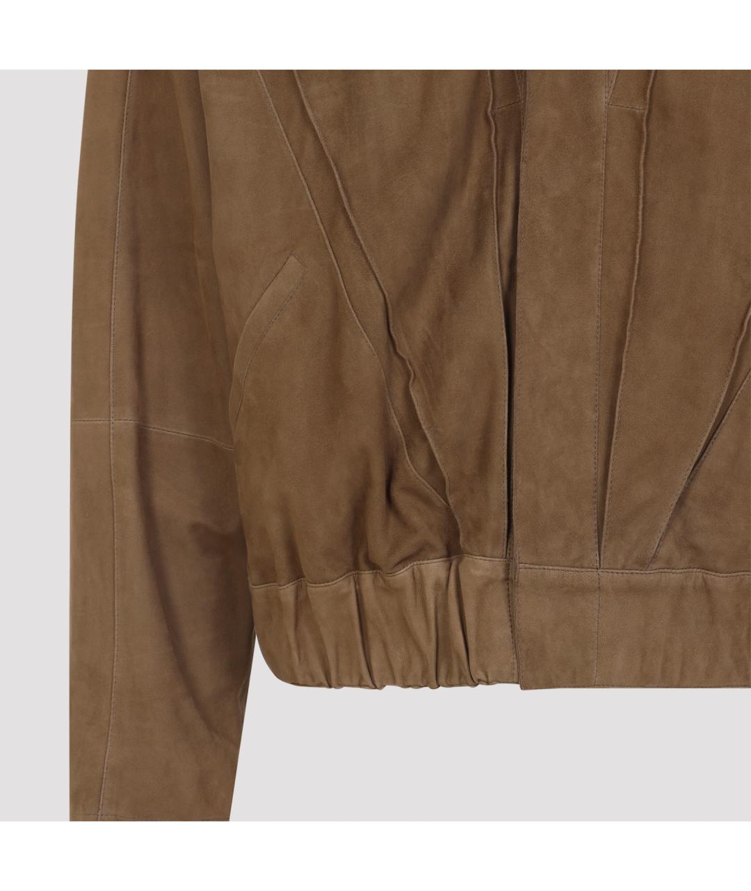 GIORGIO ARMANI Коричневый кожаный пиджак, фото 5