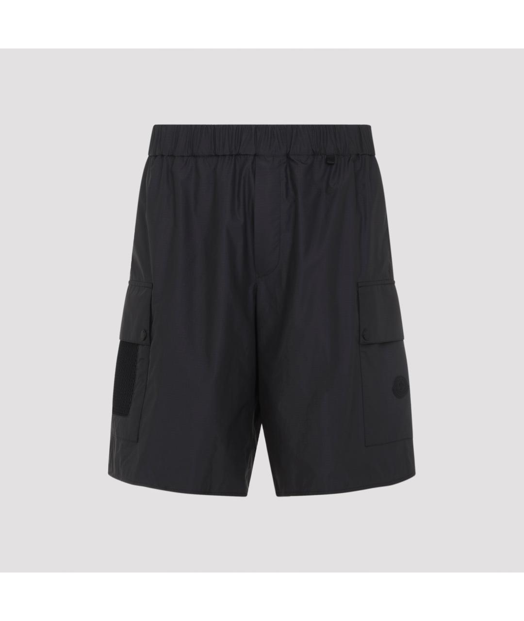 MONCLER Черные полиэстеровые шорты, фото 3