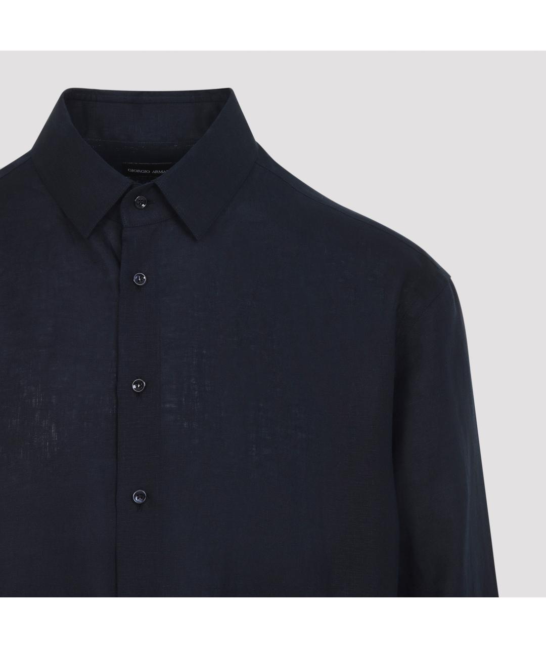 GIORGIO ARMANI Темно-синяя льняная кэжуал рубашка, фото 5