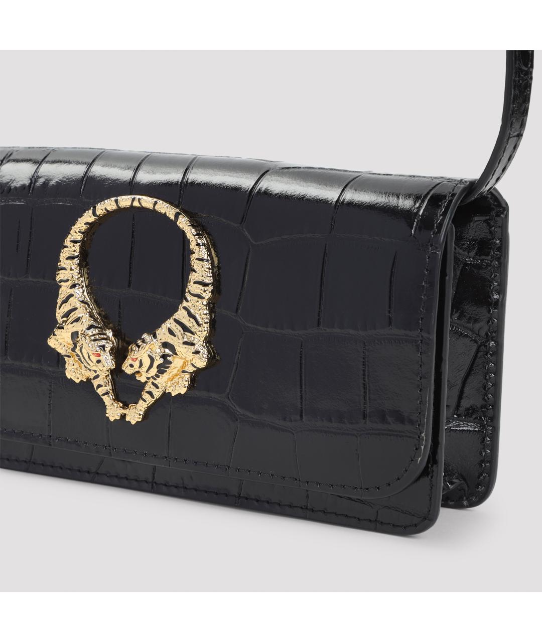 ROBERTO CAVALLI Черная кожаная сумка через плечо, фото 5
