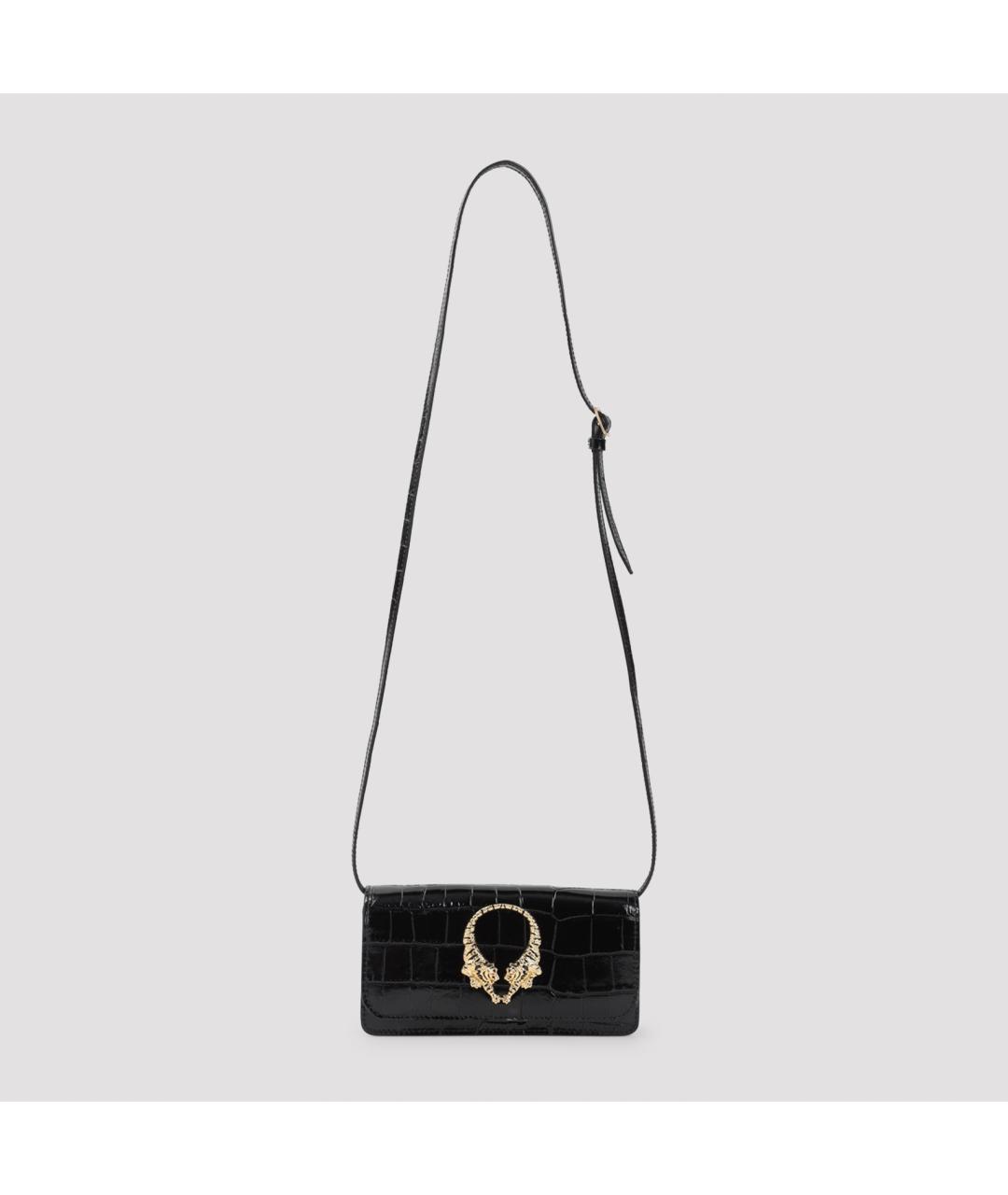 ROBERTO CAVALLI Черная кожаная сумка через плечо, фото 3