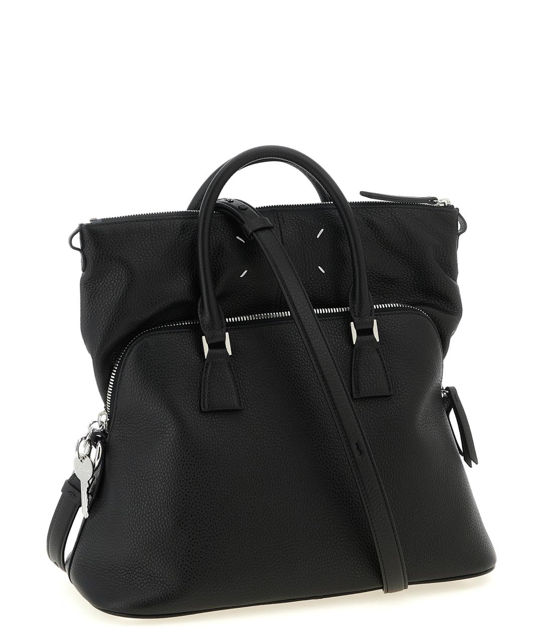 MAISON MARGIELA Черная кожаная сумка тоут, фото 2