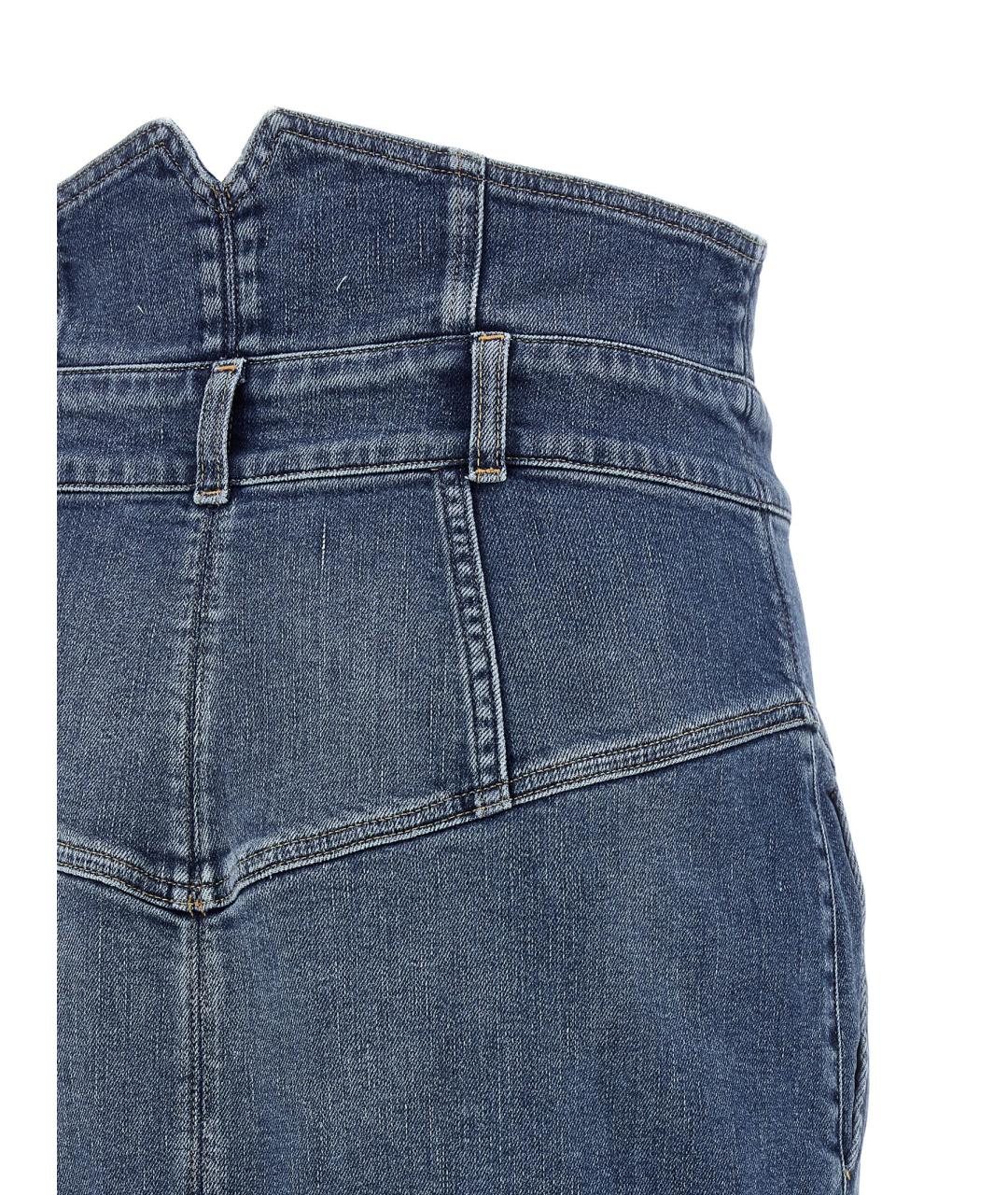 ELISABETTA FRANCHI Синяя хлопковая юбка миди, фото 4