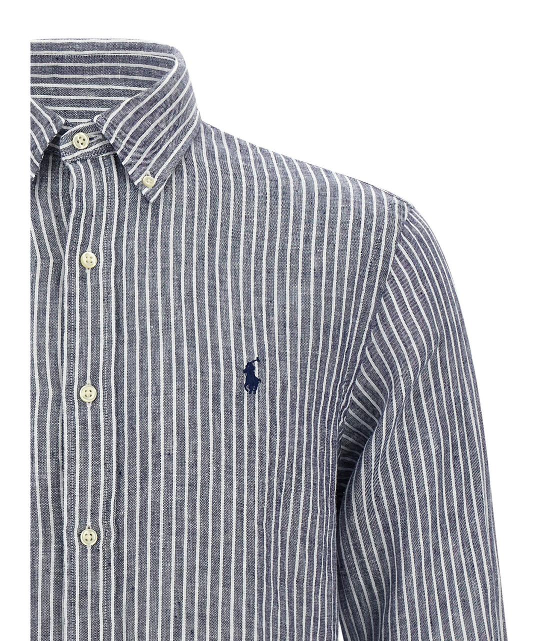 POLO RALPH LAUREN Синяя льняная кэжуал рубашка, фото 3