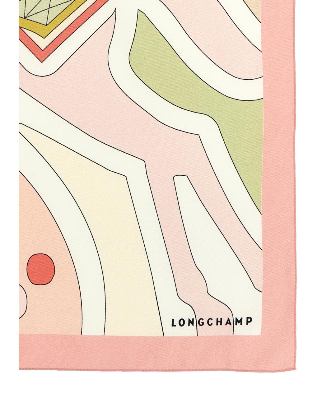LONGCHAMP Розовый шелковый платок, фото 2