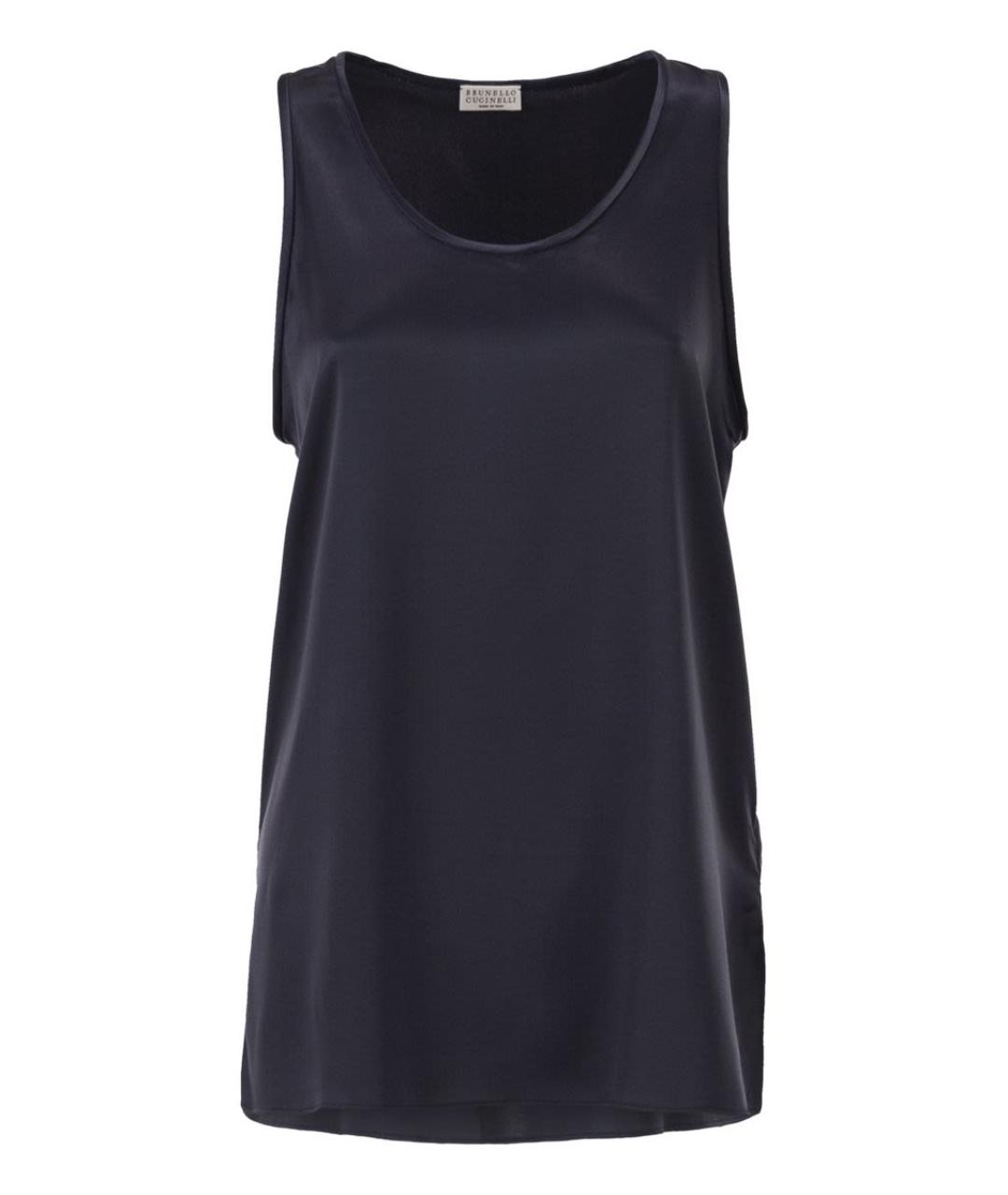 BRUNELLO CUCINELLI Синяя шелковая майка, фото 1
