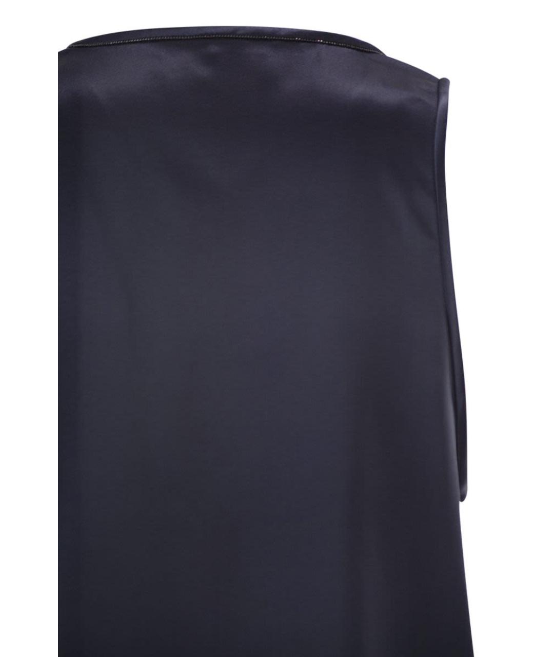 BRUNELLO CUCINELLI Синяя шелковая майка, фото 4