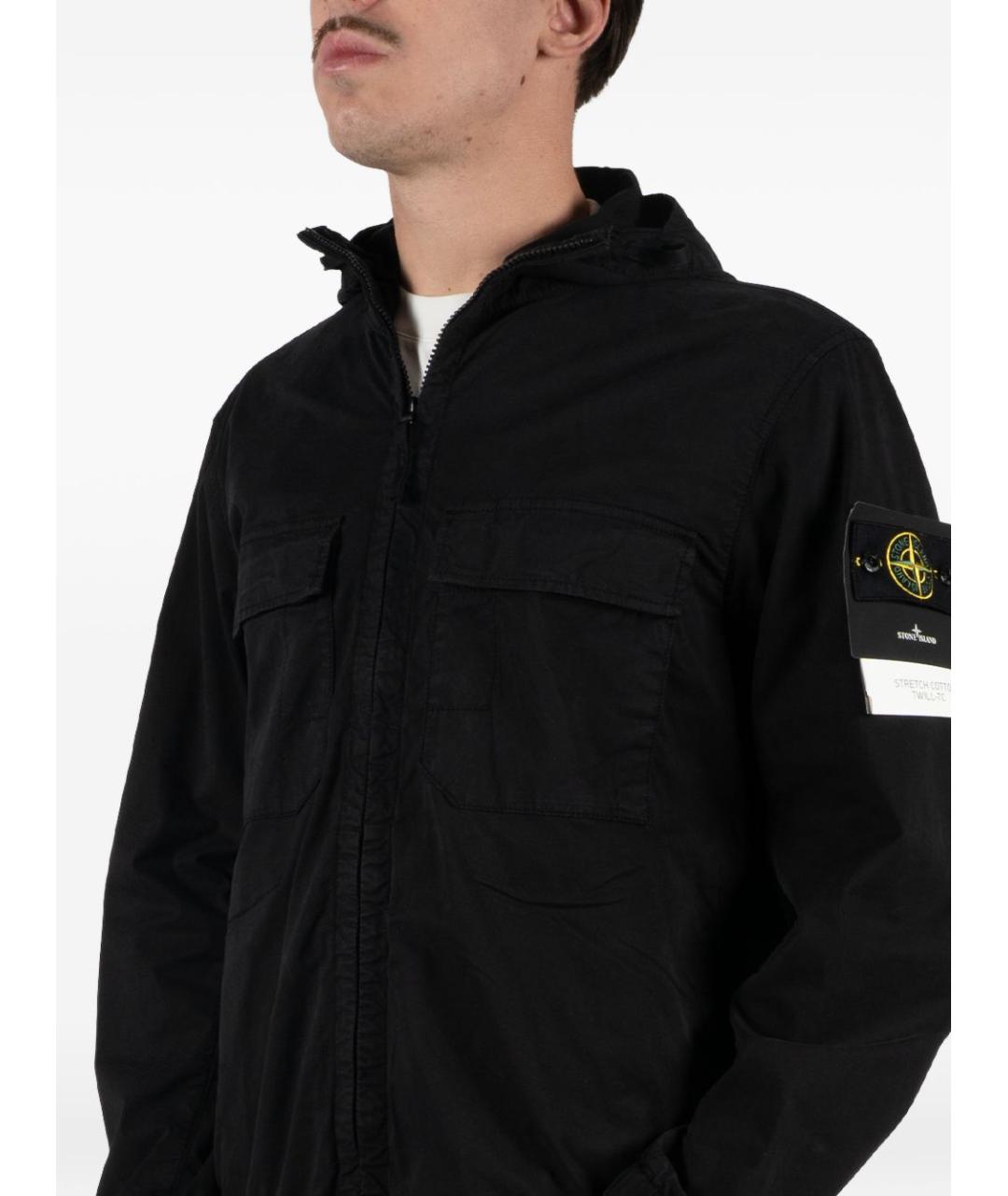 STONE ISLAND Черная хлопковая куртка, фото 4