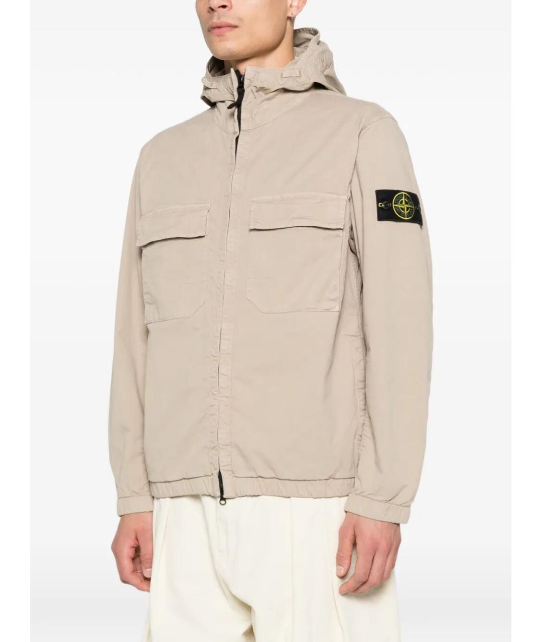 STONE ISLAND Бежевая хлопковая куртка, фото 3