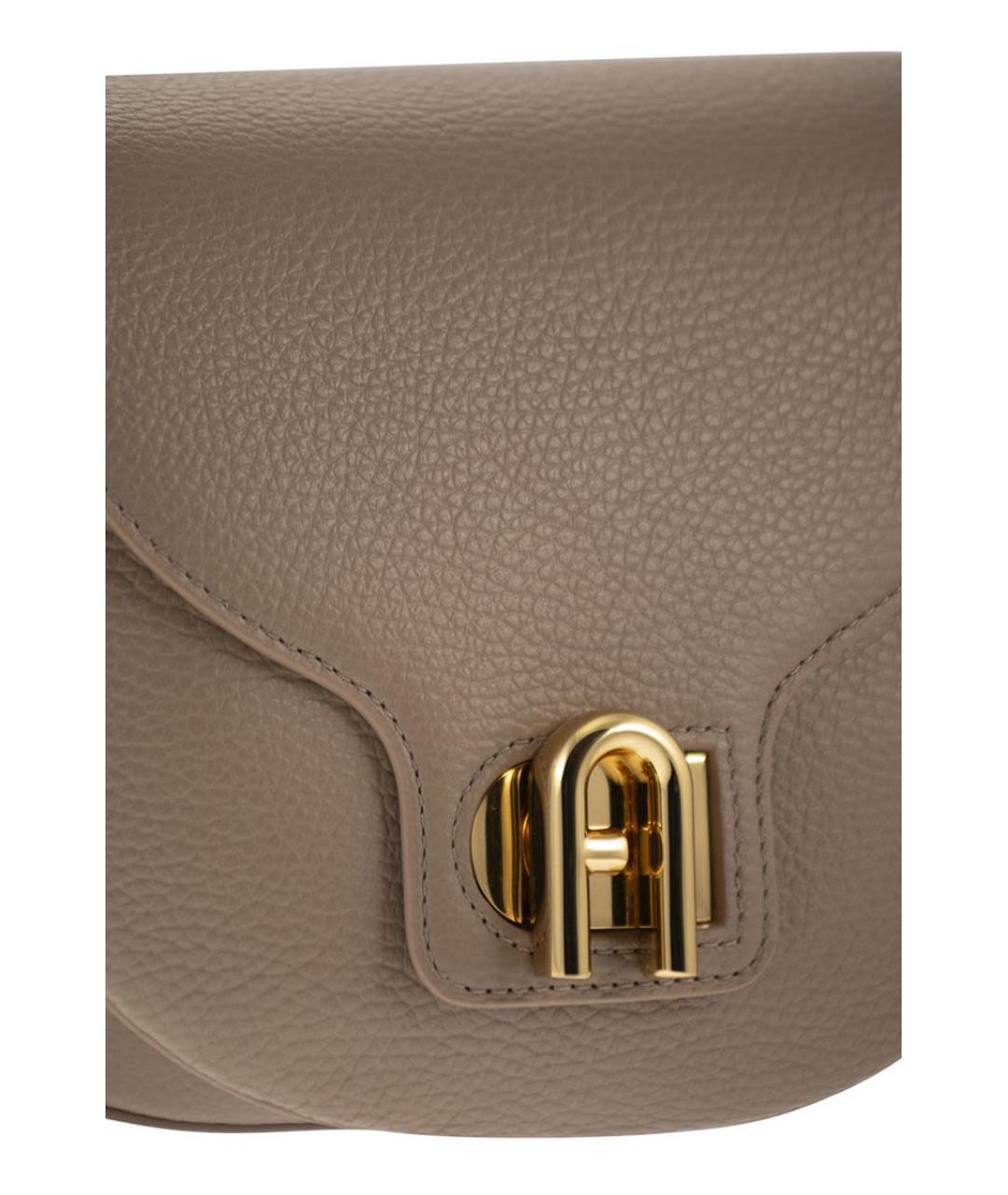 FURLA Бежевая кожаная сумка через плечо, фото 5