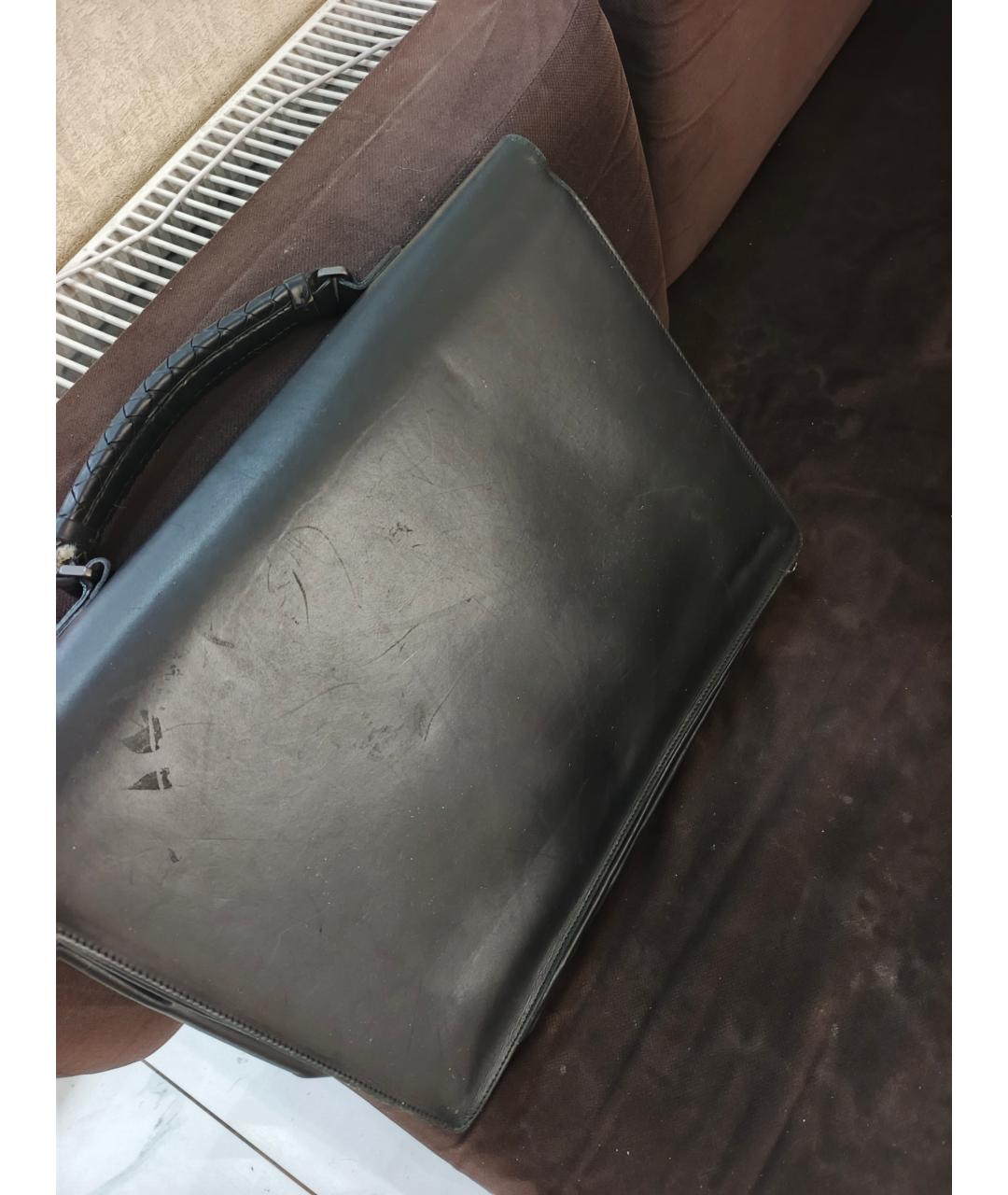 BOTTEGA VENETA Черный кожаный портфель, фото 8