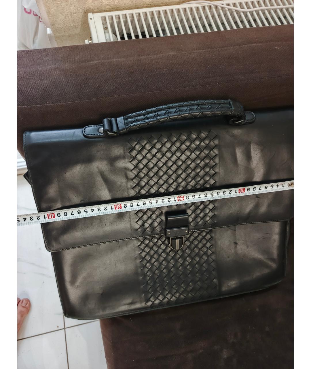 BOTTEGA VENETA Черный кожаный портфель, фото 2