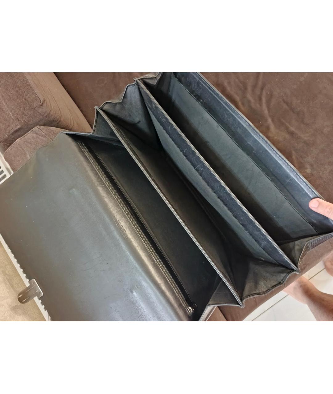 BOTTEGA VENETA Черный кожаный портфель, фото 3