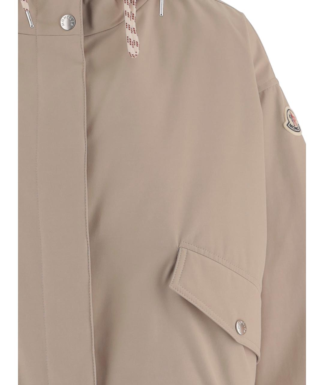 MONCLER Бежевая полиэстеровая куртка, фото 3