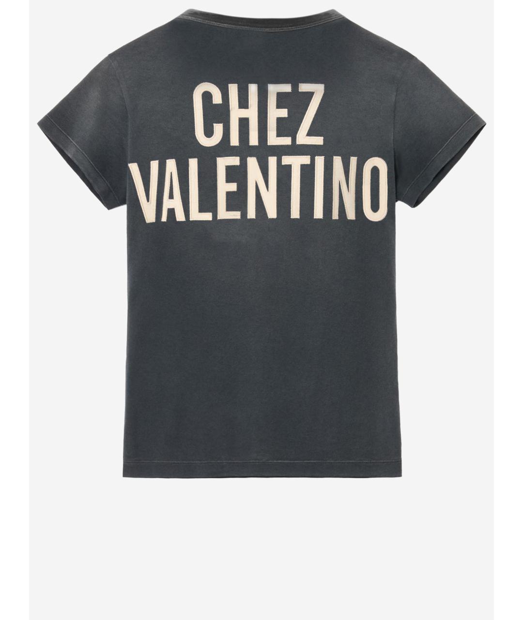 VALENTINO Черная хлопковая футболка, фото 2