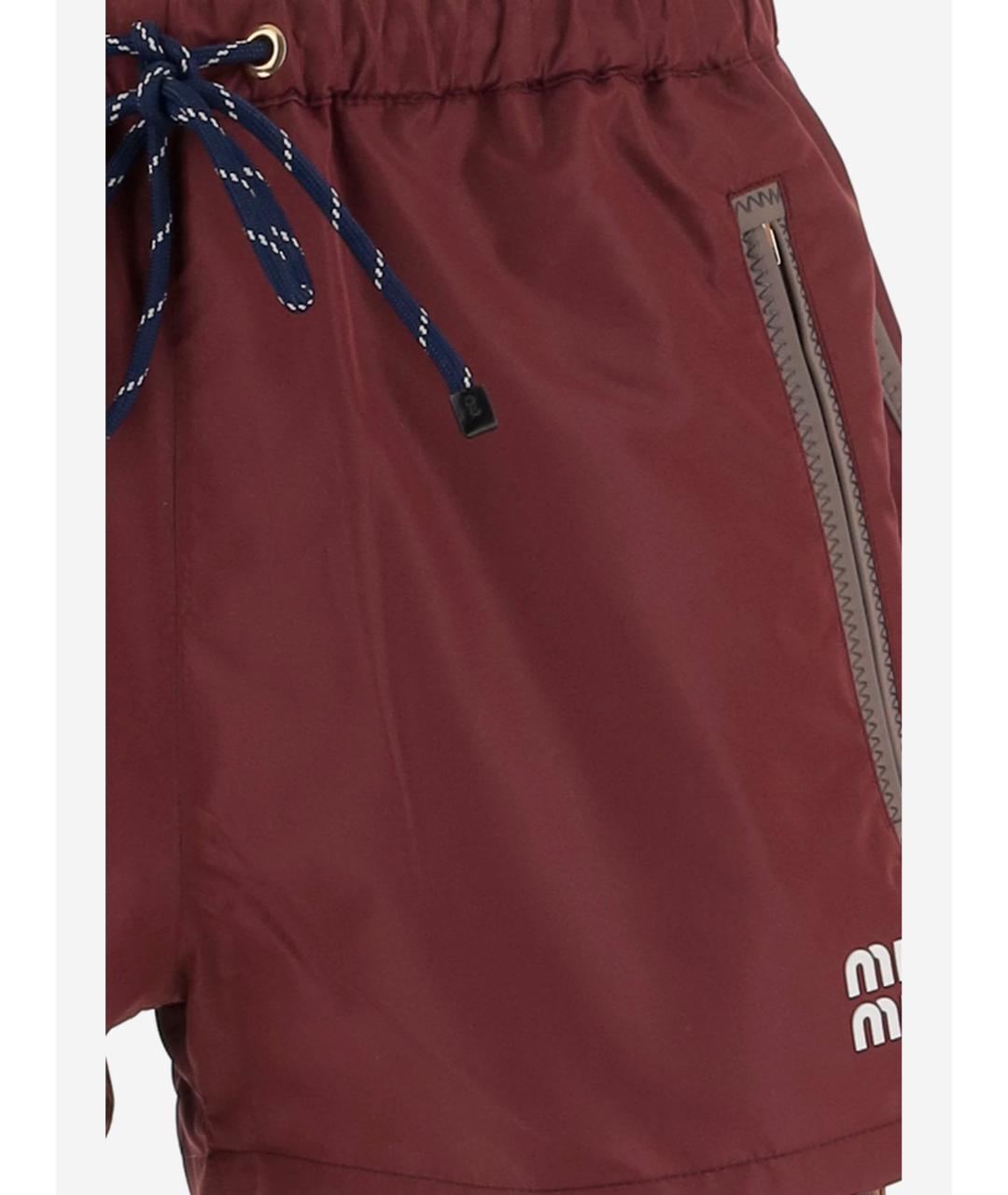 MIU MIU Красные полиэстеровые шорты, фото 3