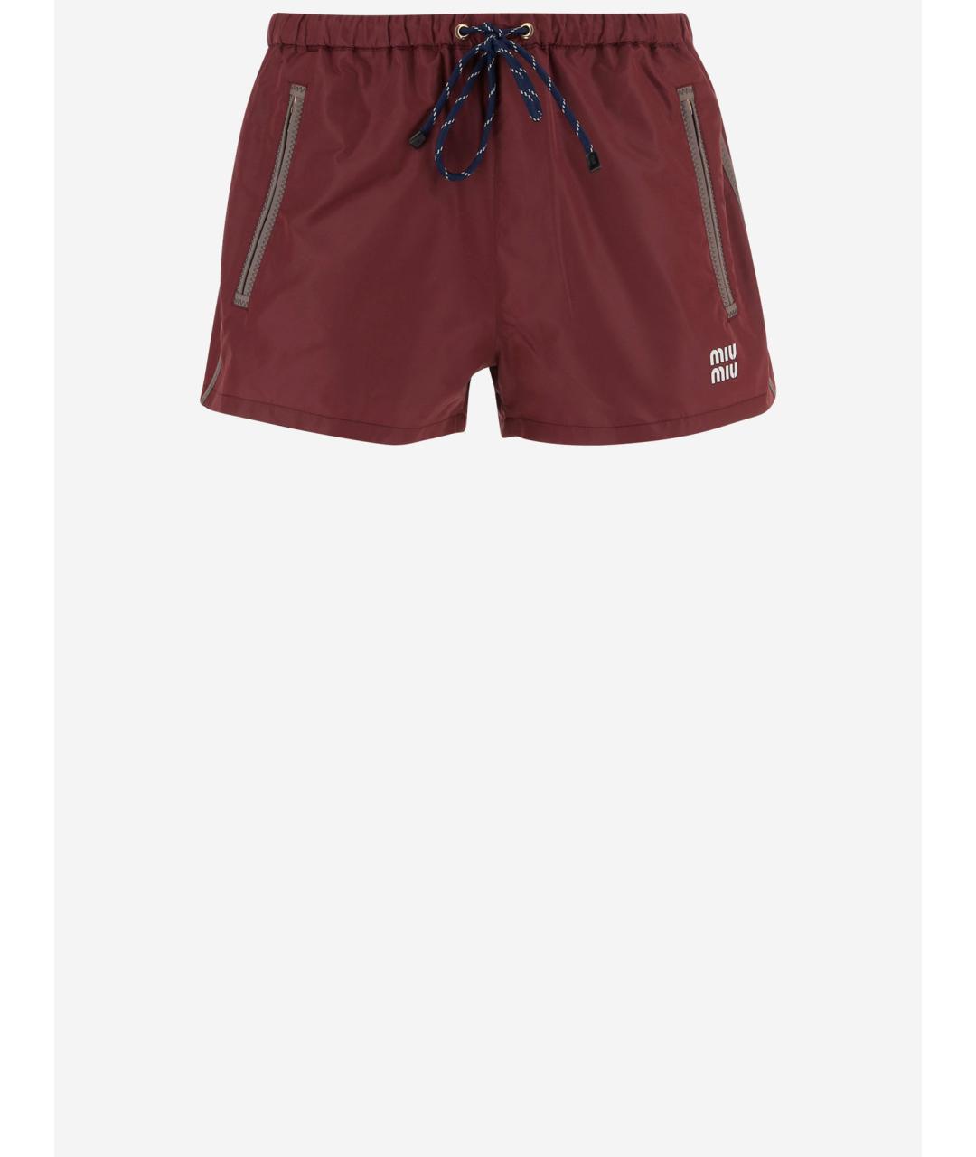 MIU MIU Красные полиэстеровые шорты, фото 4