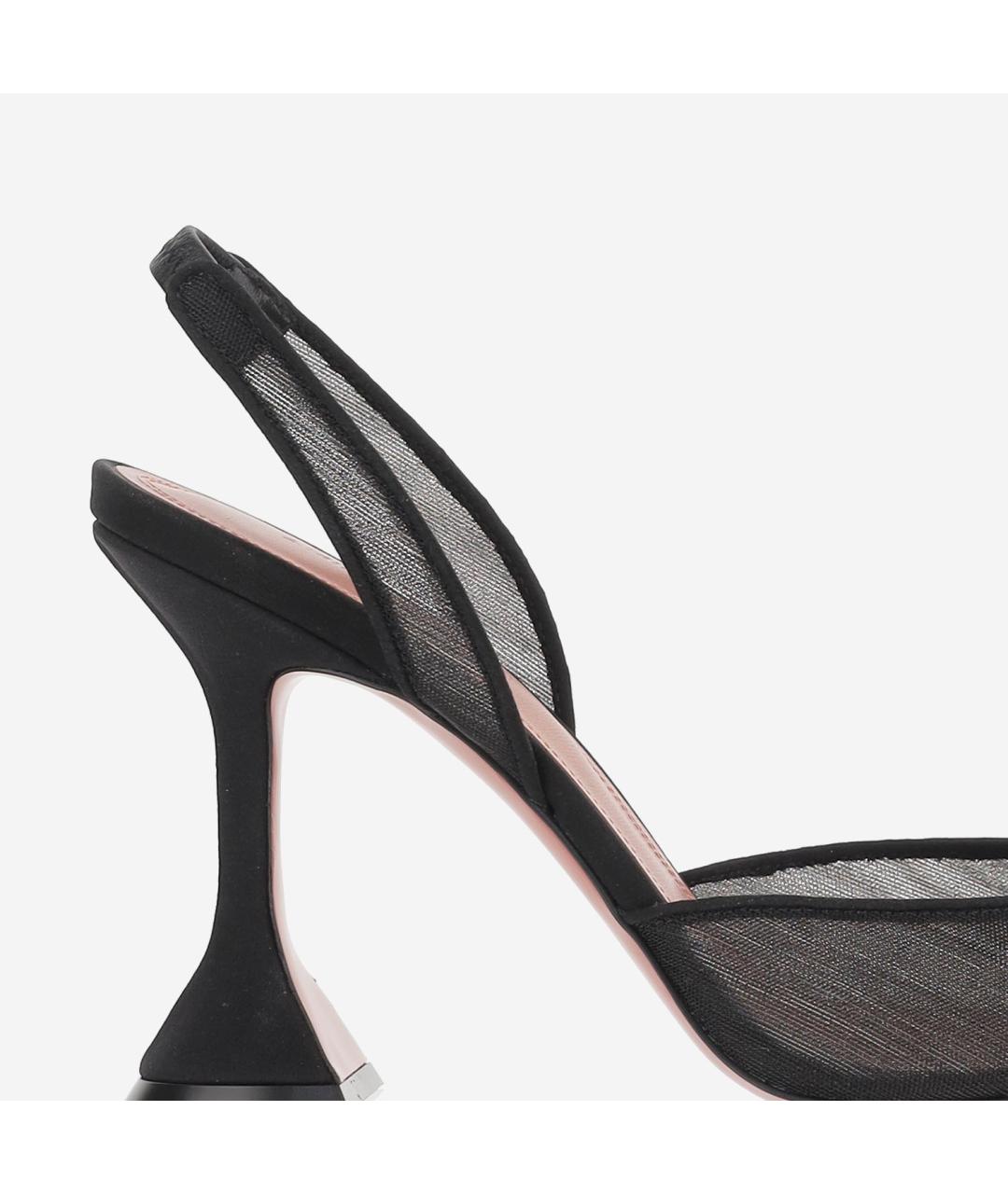 Amina Muaddi Черные текстильные туфли, фото 4