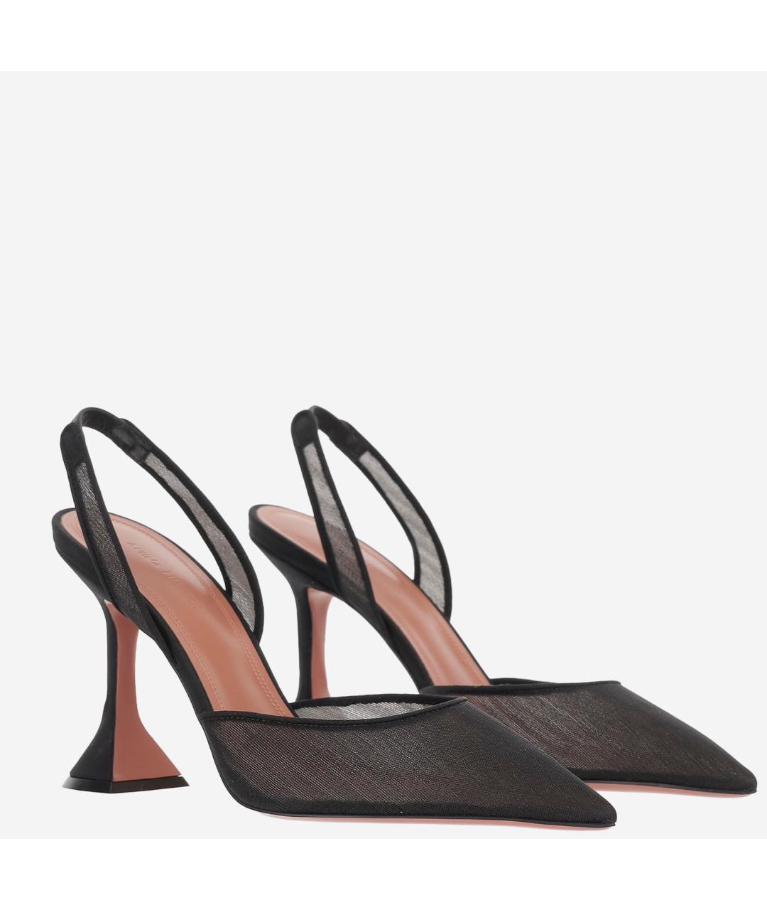 Amina Muaddi Черные текстильные туфли, фото 2