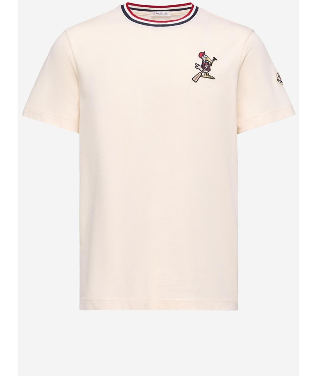 MONCLER Бежевая хлопковая футболка, фото 4