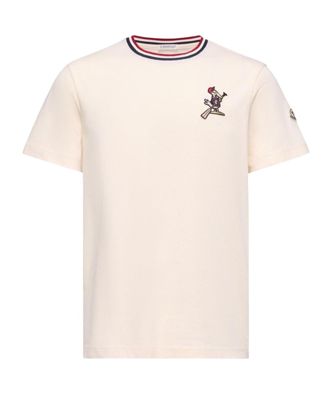 MONCLER Бежевая хлопковая футболка, фото 1